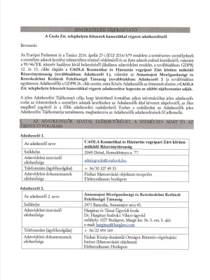 Adatkezelési Tájékoztató